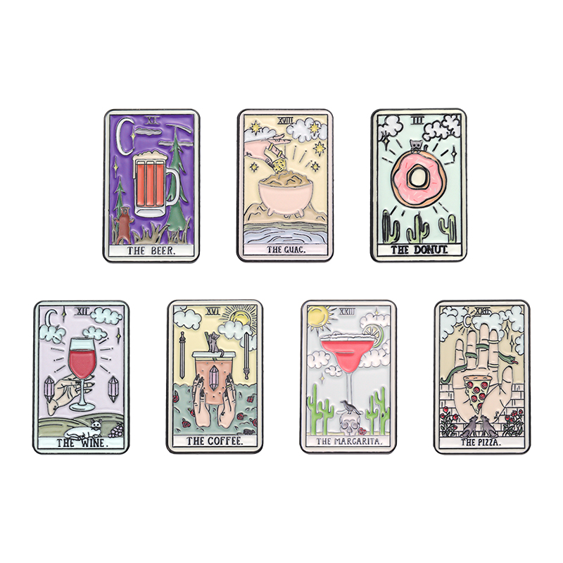 Wine Beer Pizza - Jedzenie Tarot emaliowane szpilki kawa piwo