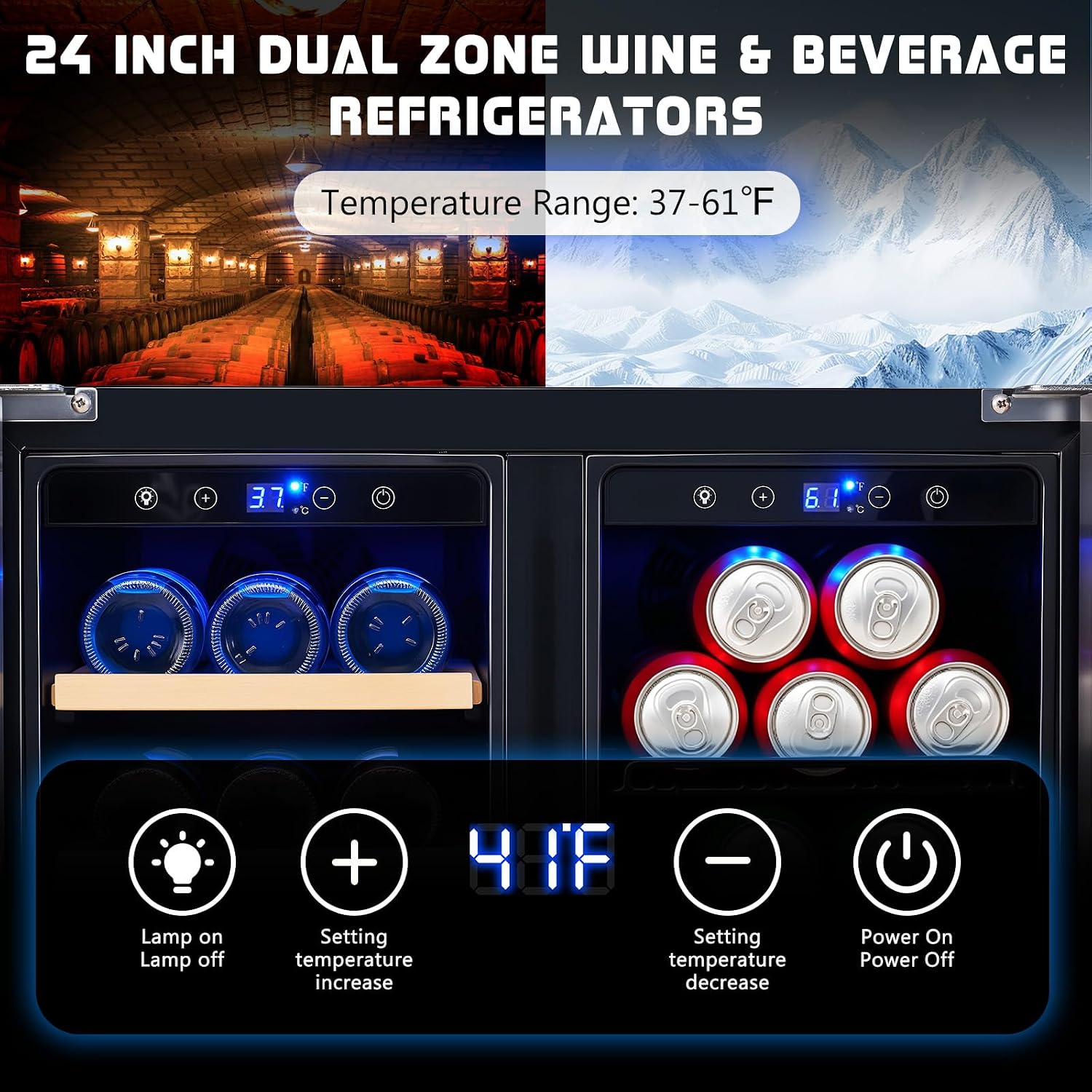 Lodówka na napoje, 24-calowa d – Wine Beer Dual Zone recenzja i cena